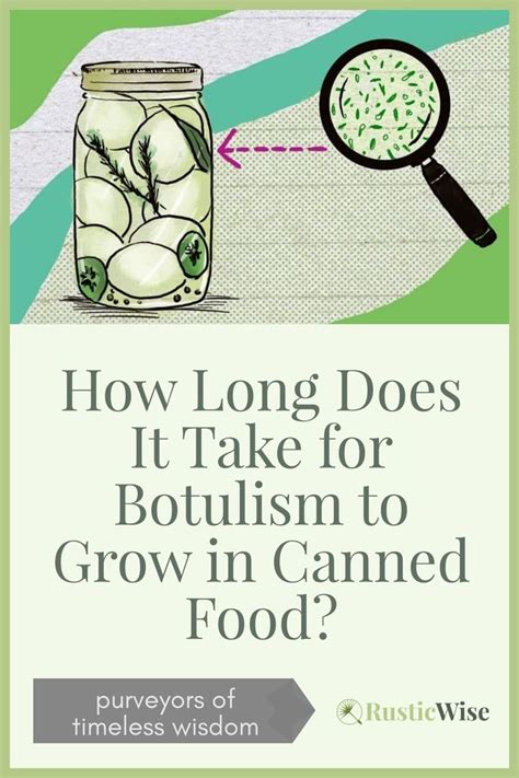 Wound botulism is caused by toxin produced from a wound infected with Clostridium botulinum. . How long does it take for botulism to grow in canned food